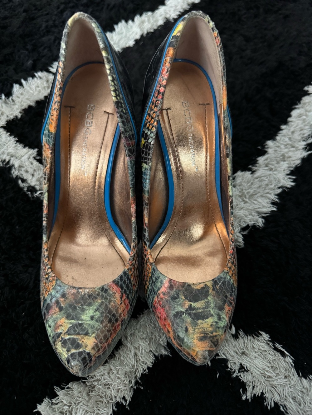 BCBGeneration Multicolor Snake-Print Pointed Heel